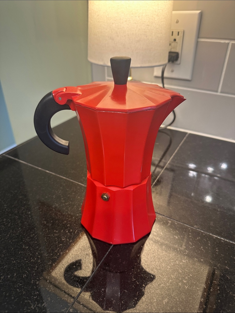 Red Stovetop Espresso Maker Moka Pot with Black Handle